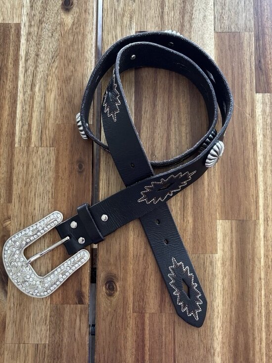 Nocona Leather Belt Women’s XL Concho Rhinestone Rodeo Cowgirl Western Boho - Picture 11 of 16